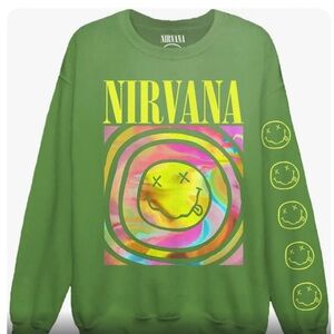 Urban Outfitters Nirvana Smiley Crewneck Overdyed Sweatshirt